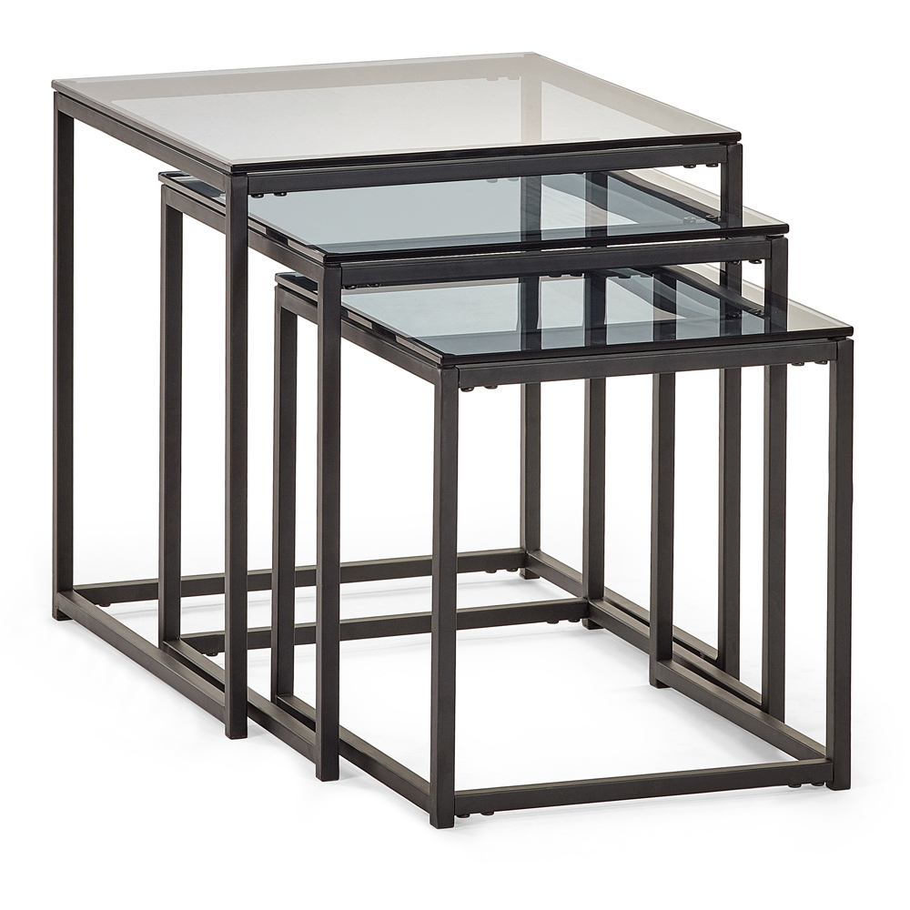 Julian Bowen Chicago Smoked Glass Nest of Tables Set of 3 Image 2