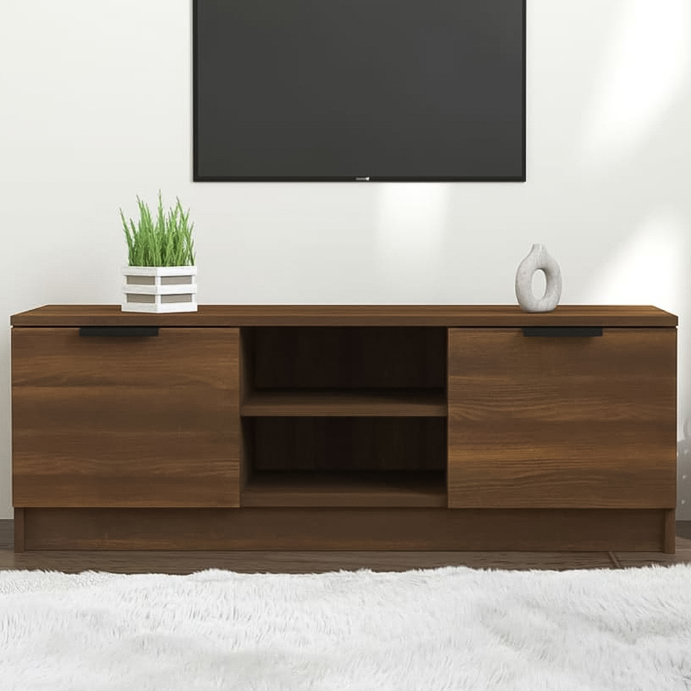 vidaXL 2 Door 2 Shelf Brown Wooden TV Cabinet Image 1