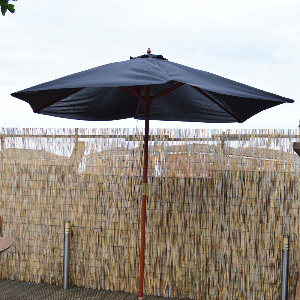 Samuel Alexander Black Wooden Parasol with Pulley 2.4m Image 2