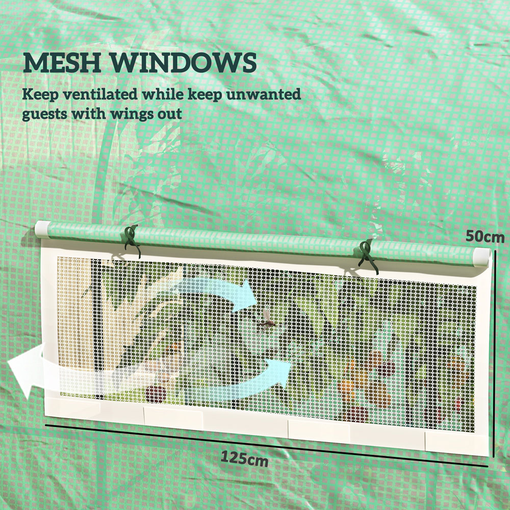 Outsunny 6.5 x 9.8ft Polytunnel Greenhouse with Door and Mesh Window Image 5
