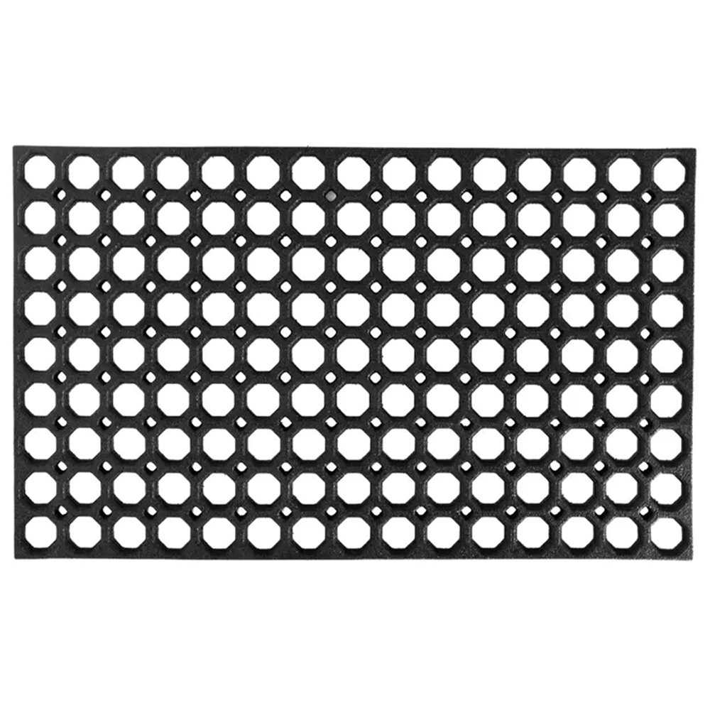 Oseasons Black Honeycomb Outdoor Doormat with Open Back 75 x 45cm Image 1