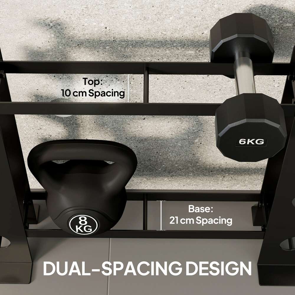 SPORTNOW 4-Tier Black Heavy-Duty Dumbbell Rack Image 4