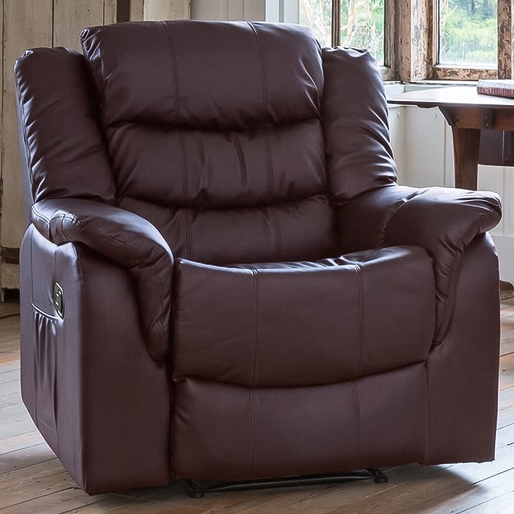 Almeira Burgundy Recliner Armchair Image 1