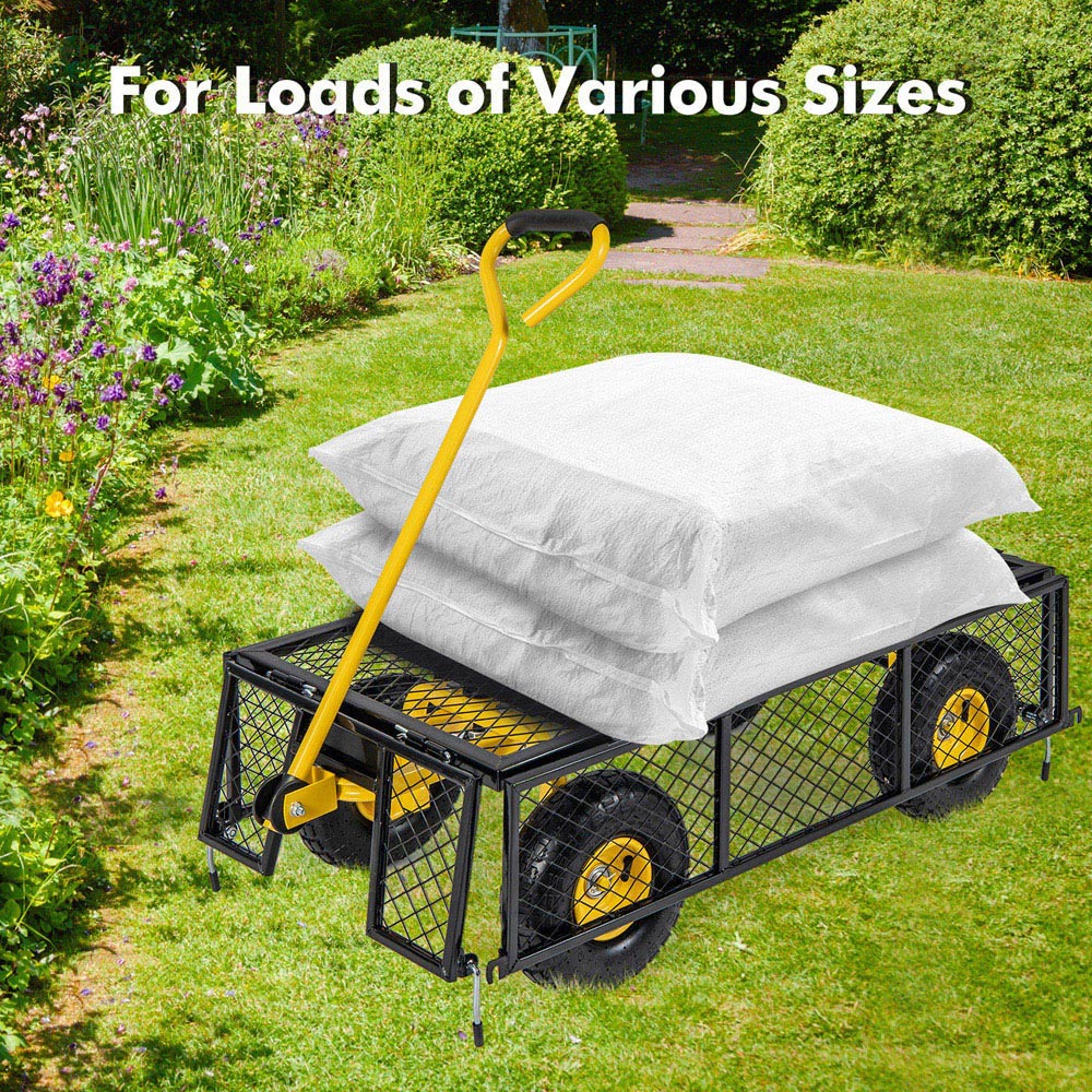 Costway Black Utility Garden Cart with Rotating Handle and Removable Sides Image 3