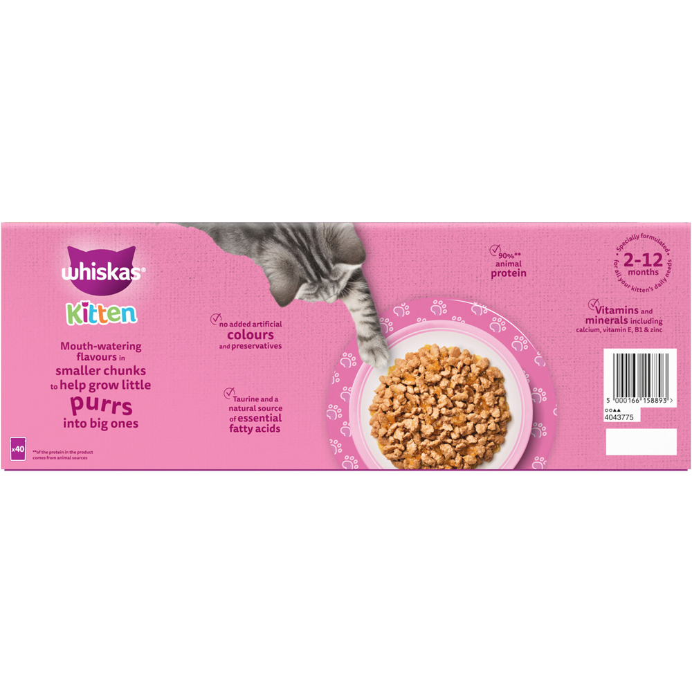 Pack of 40 Whiskas Poultry Feasts in Jelly Wet Kitten Food Pouches Image 7