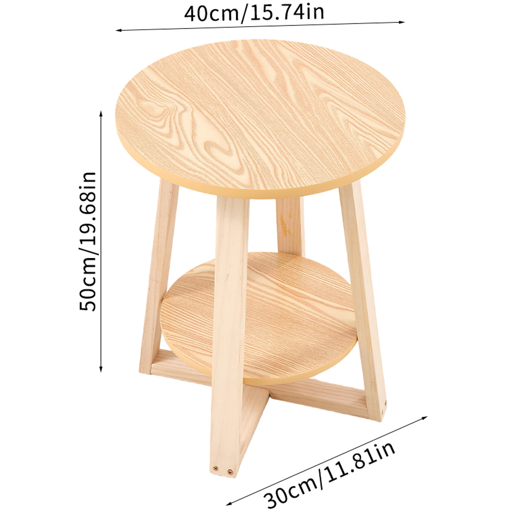 Living and Home 2-Tier Natural Round Side Table Image 9
