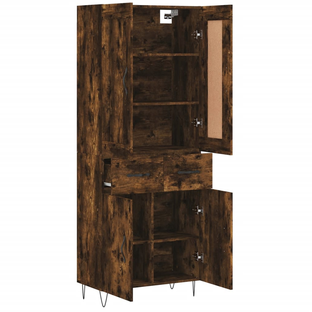 vidaXL 4 Door 2 Drawer Smoked Oak Highboard Image 4