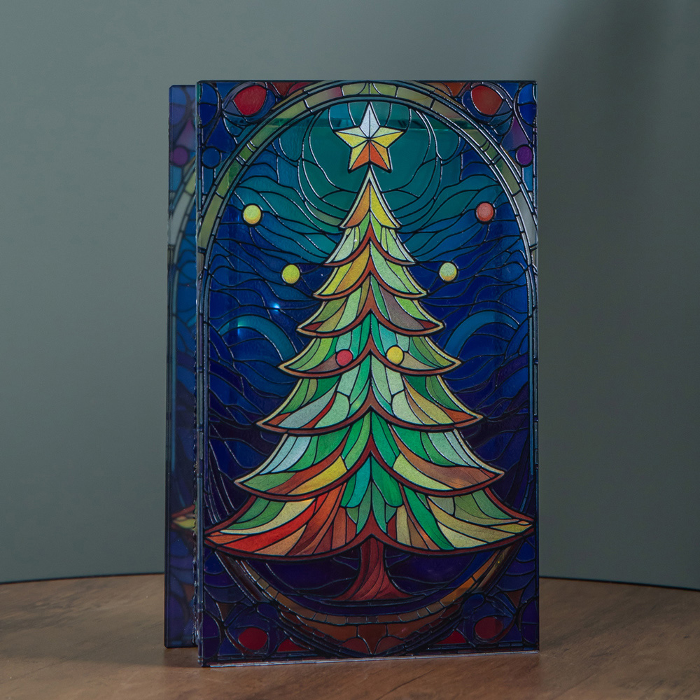 Samuel Alexander Warm White LED Double Sided Stained Glass Light Up Christmas Tree Decoration Image 4