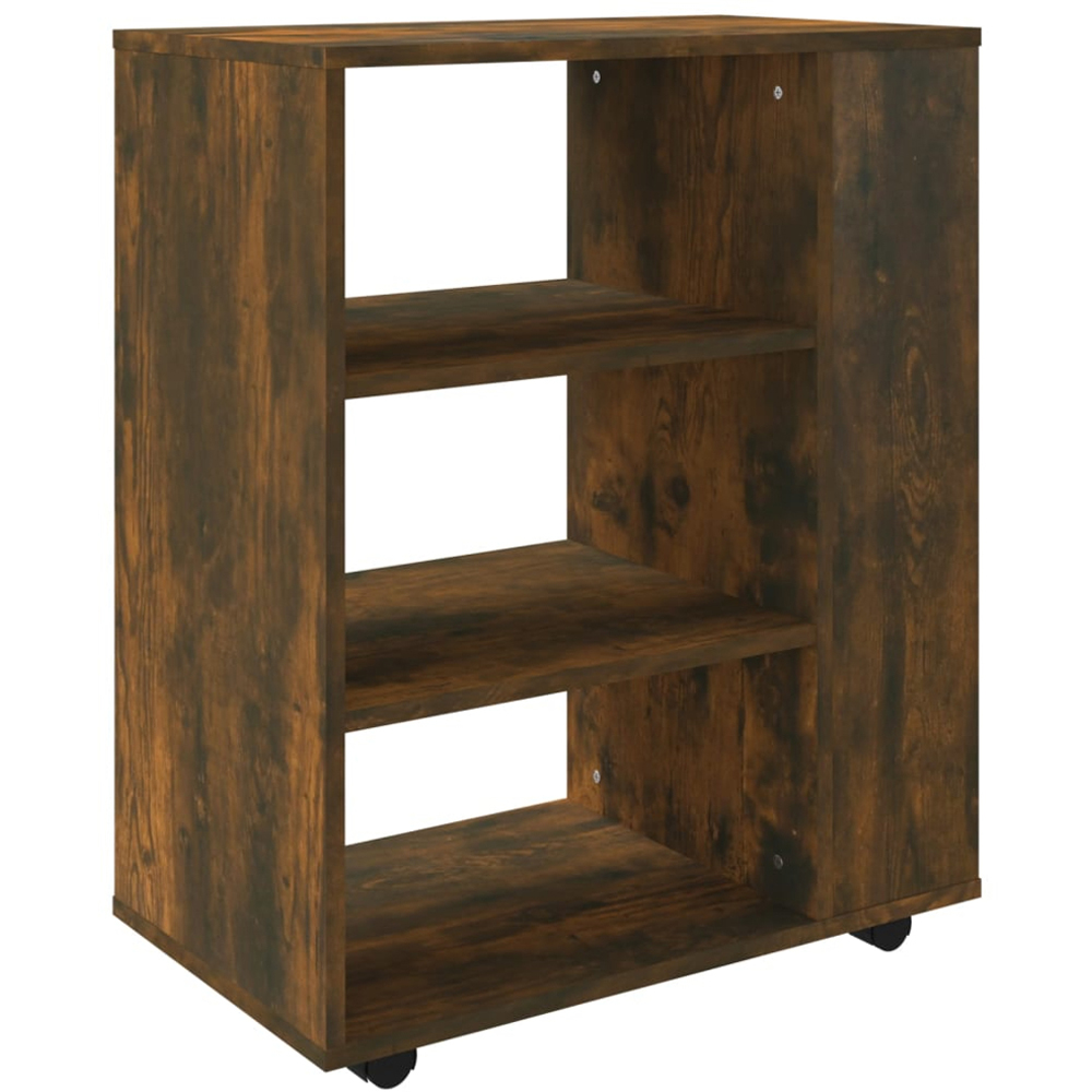 vidaXL 6 Shelf Smoked Oak Rolling Cabinet Image 2