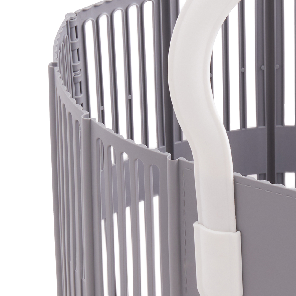 H&O Direct Grey Folding Plastic Laundry Basket with Handles 20L Image 4