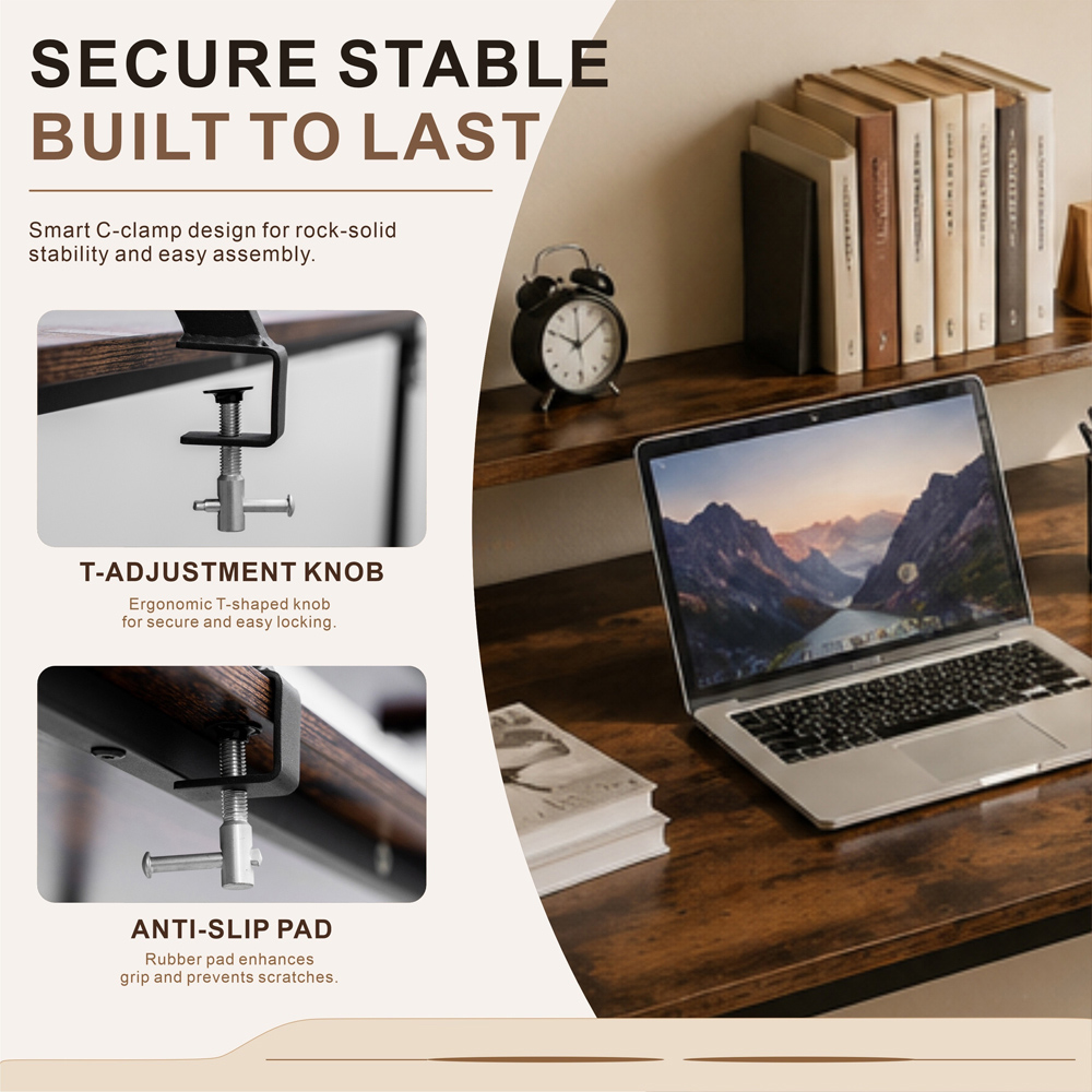 Abrihome Single Shelf Industrial Style L-Shaped Corner Computer Desk Brown Image 7