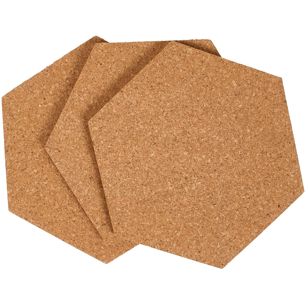 Pack of 7 Hexagon Adhesive Corkboards Natural Image 3