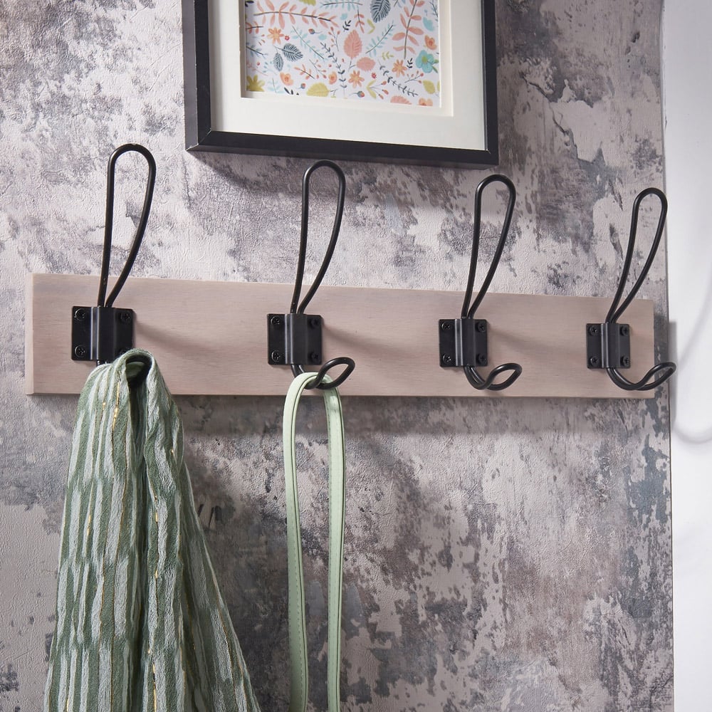 Headbourne Black and Grey Ash 4 Hook Coat Rail Image 2