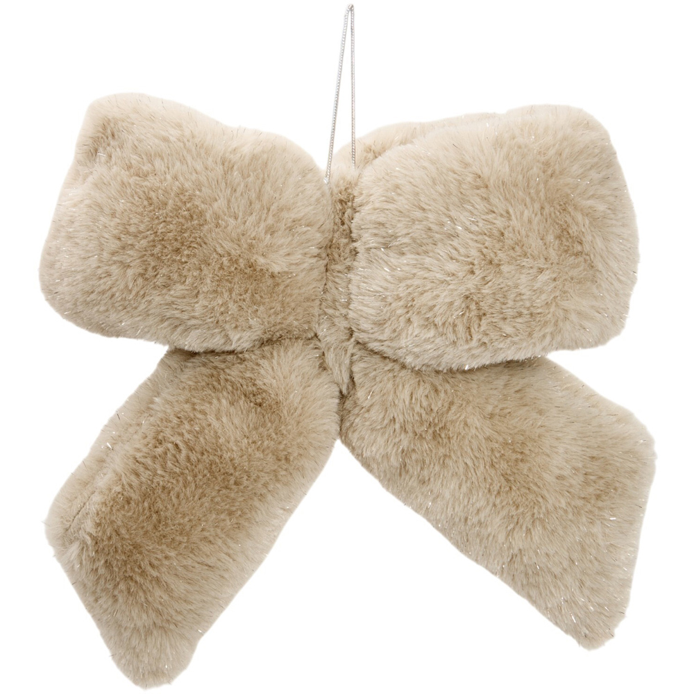 Sparkle Plush Bow Decoration Beige Medium Image 1
