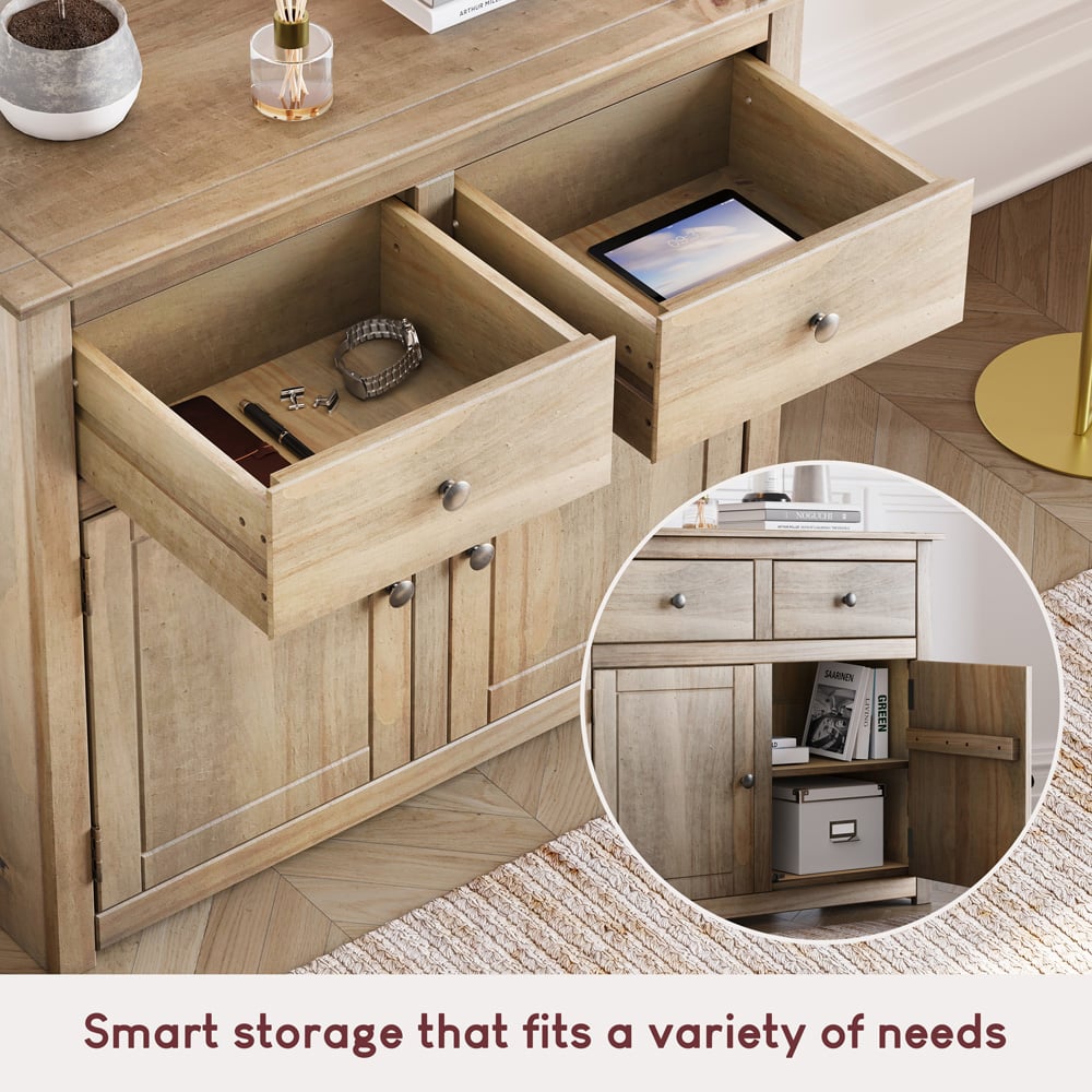 Vida Designs Panama 2 Drawer Pine Sideboard Image 6