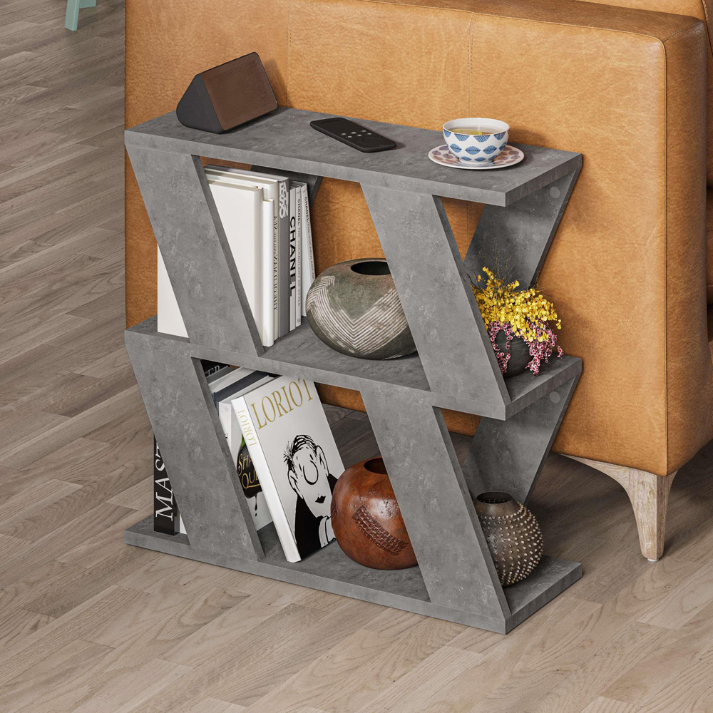 Decortie Lazena 2 Shelf Retro Grey Side Table Image 7