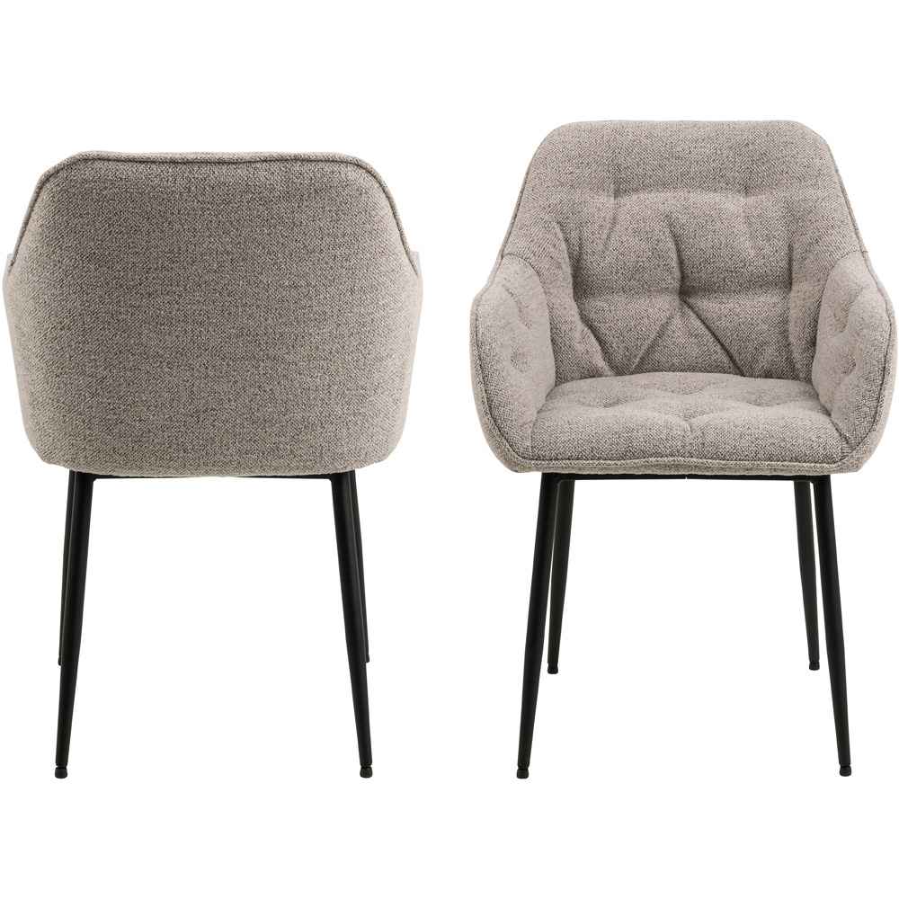 Florence Brooke Set of 2 Monza Beige Dining Chair with Armrest Image 3