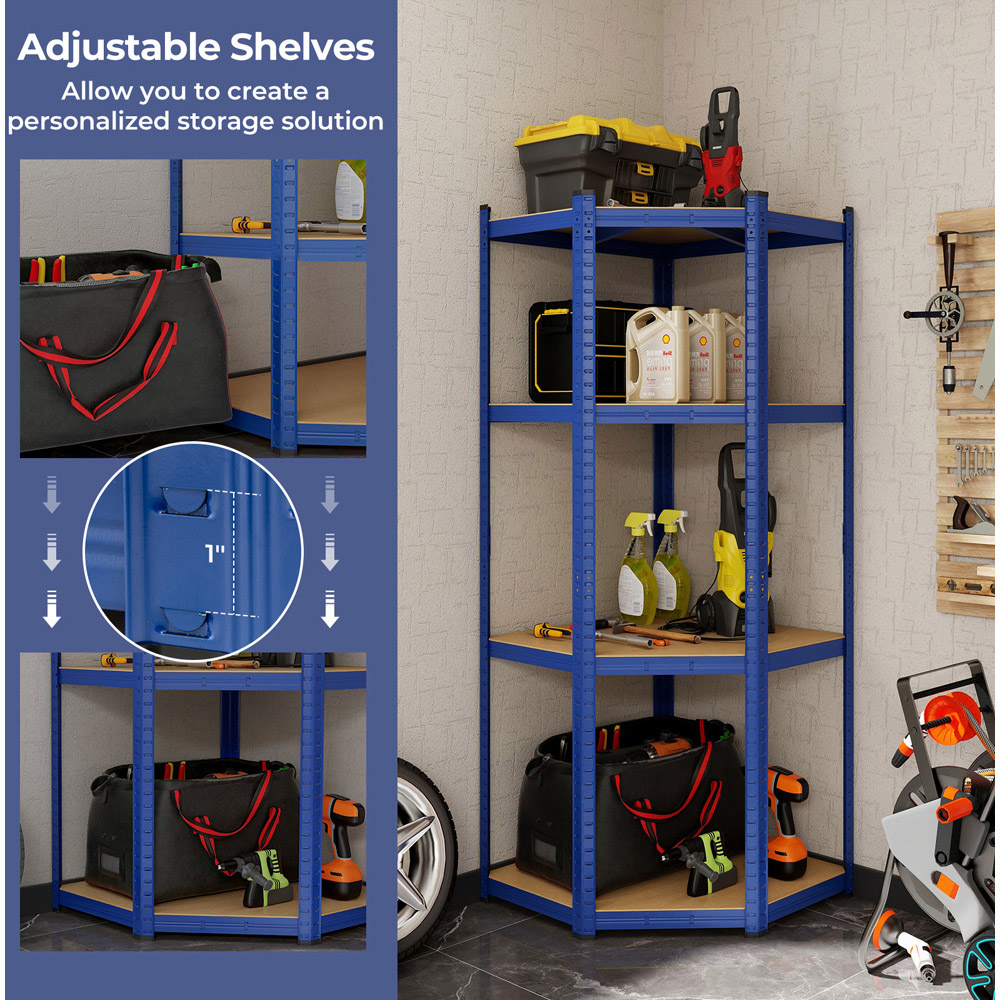 Costway 4 Shelf Blue Corner Shelving Unit Image 5