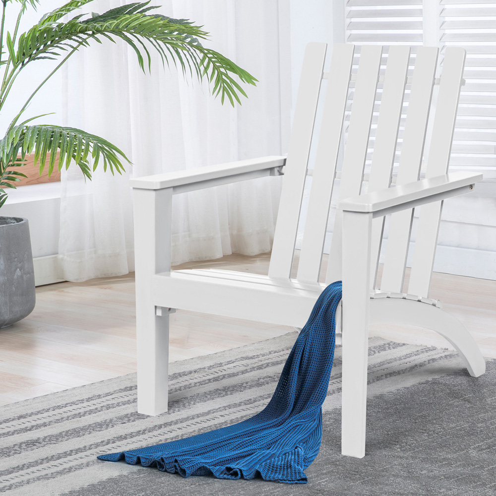 Costway White Acacia Wood Adirondack Garden Chair Image 4