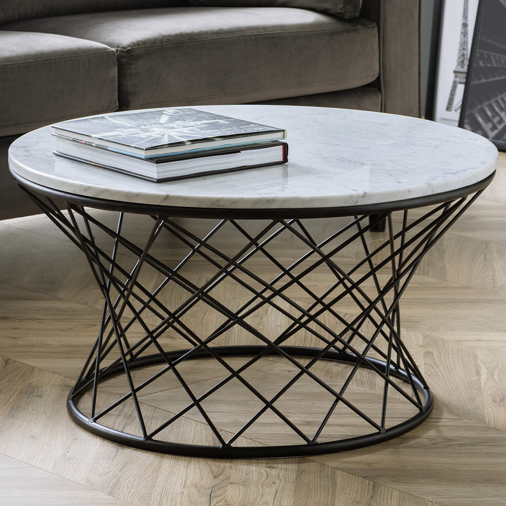 Julian Bowen Trevi Real Marble Round Wire Coffee Table Image 1