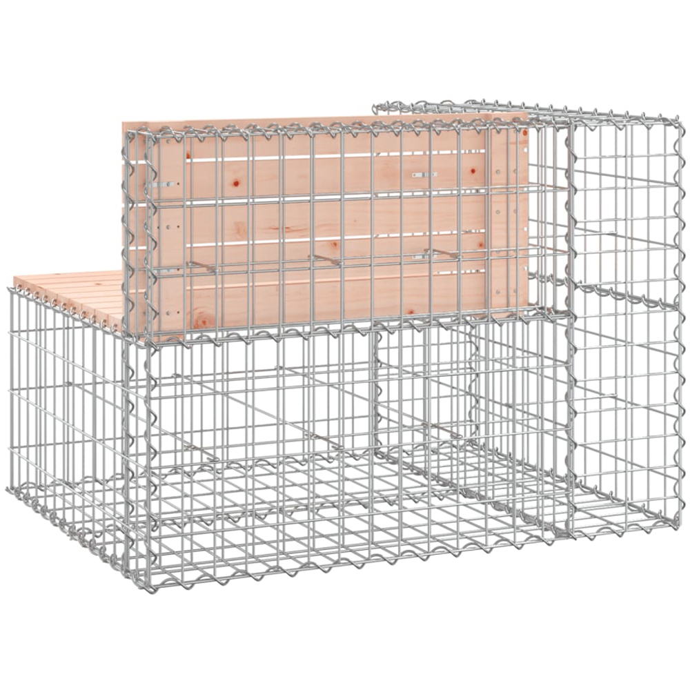 vidaXL Natural Solid Douglas Wood Gabion Design Garden Bench 92 x 71 x 65.5cm Image 4