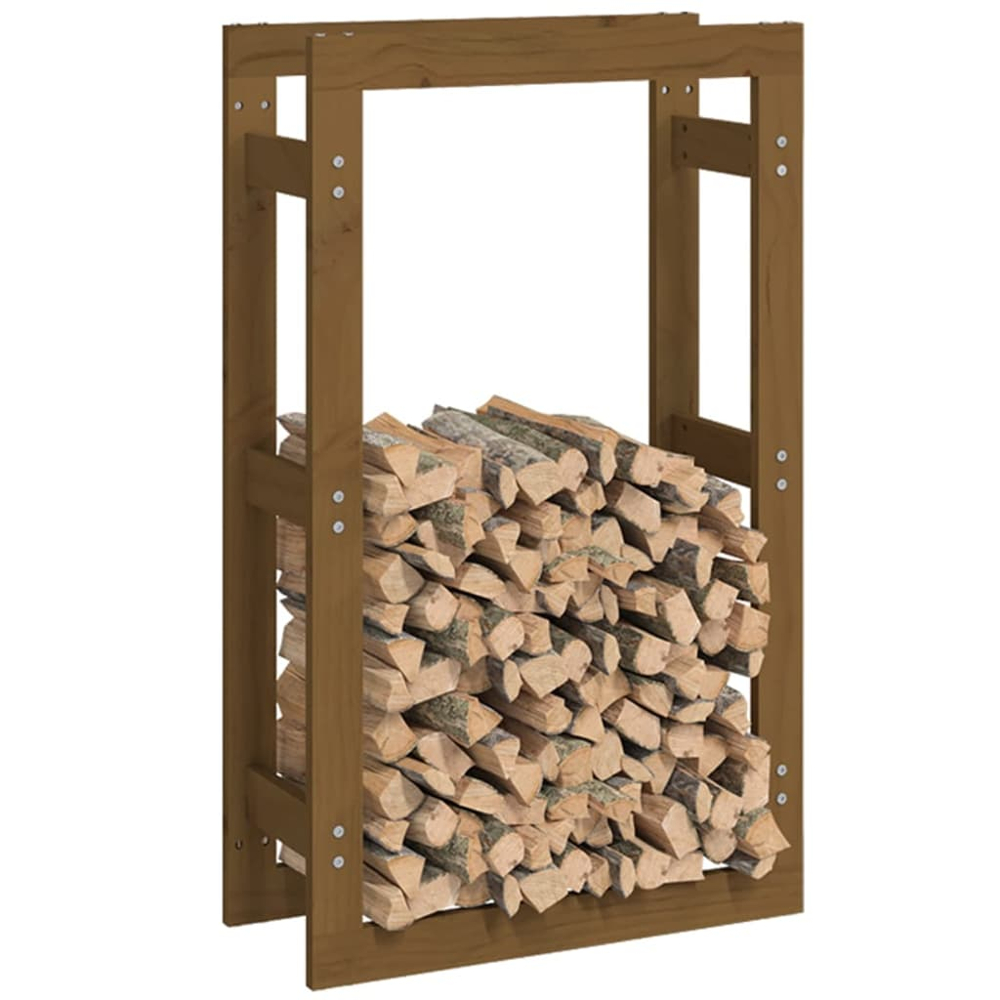 vidaXL Honey Brown Pine Wood Firewood Log Holder 100 x 60 x 25cm Image 3
