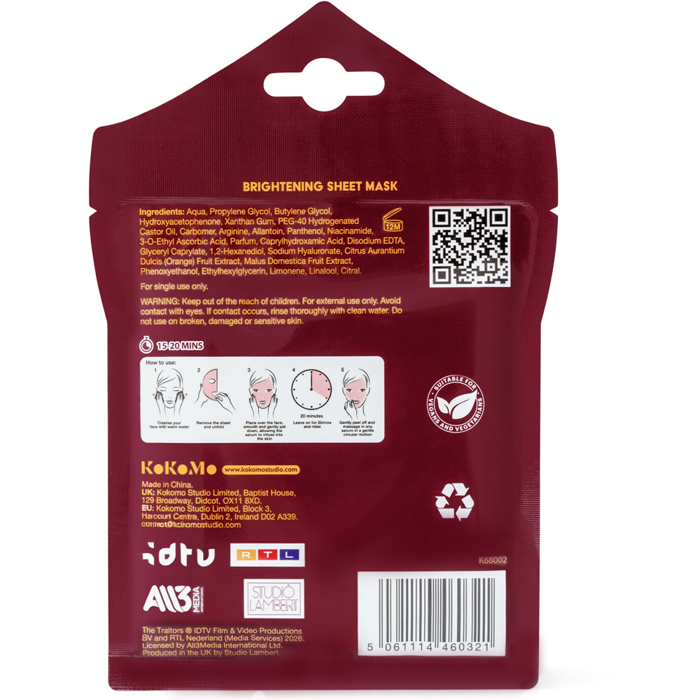 The Traitors Colour Reveal Brightening Sheet Mask Image 2