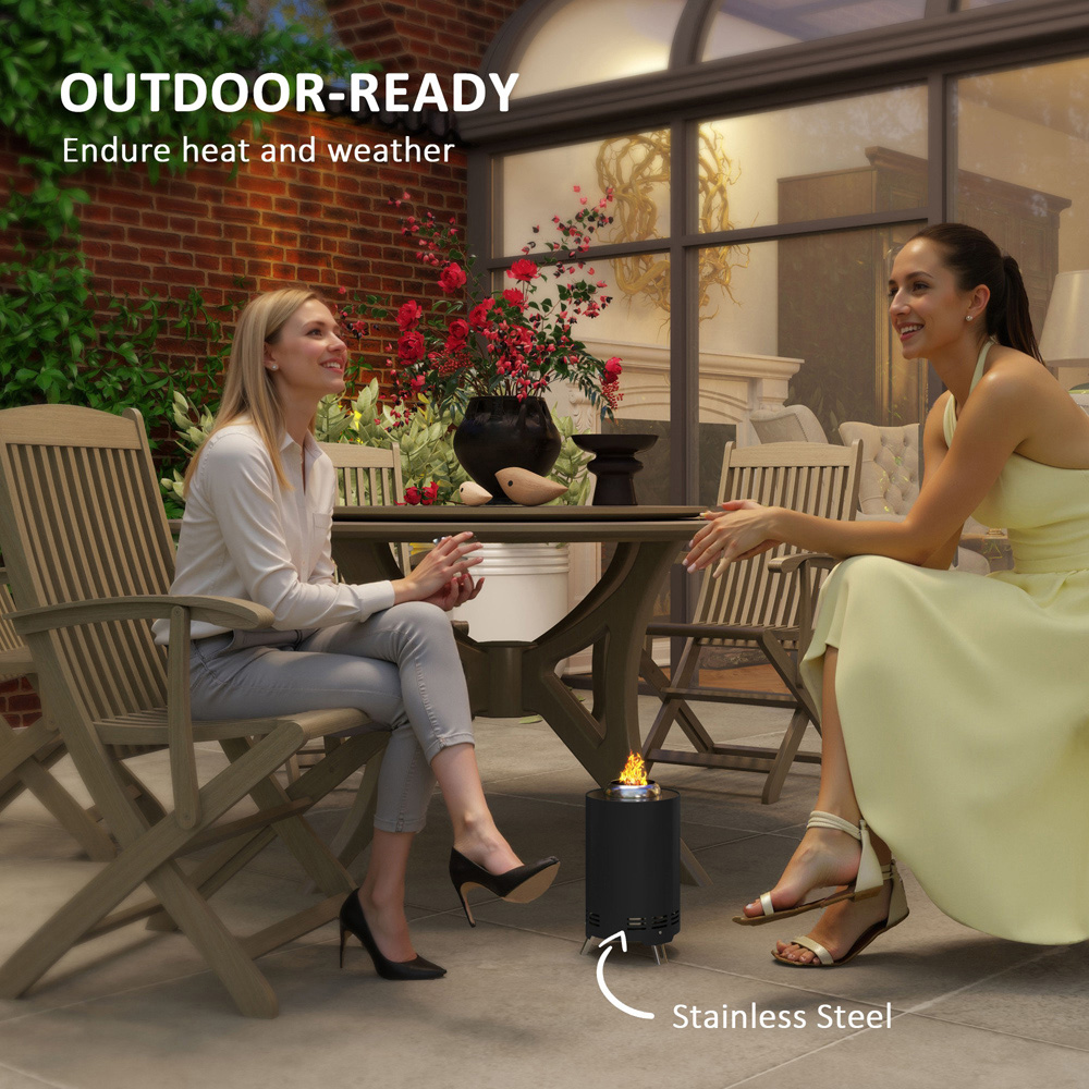 Outsunny Black Stainless Steel Smokeless Wood Burning Firepit Image 6