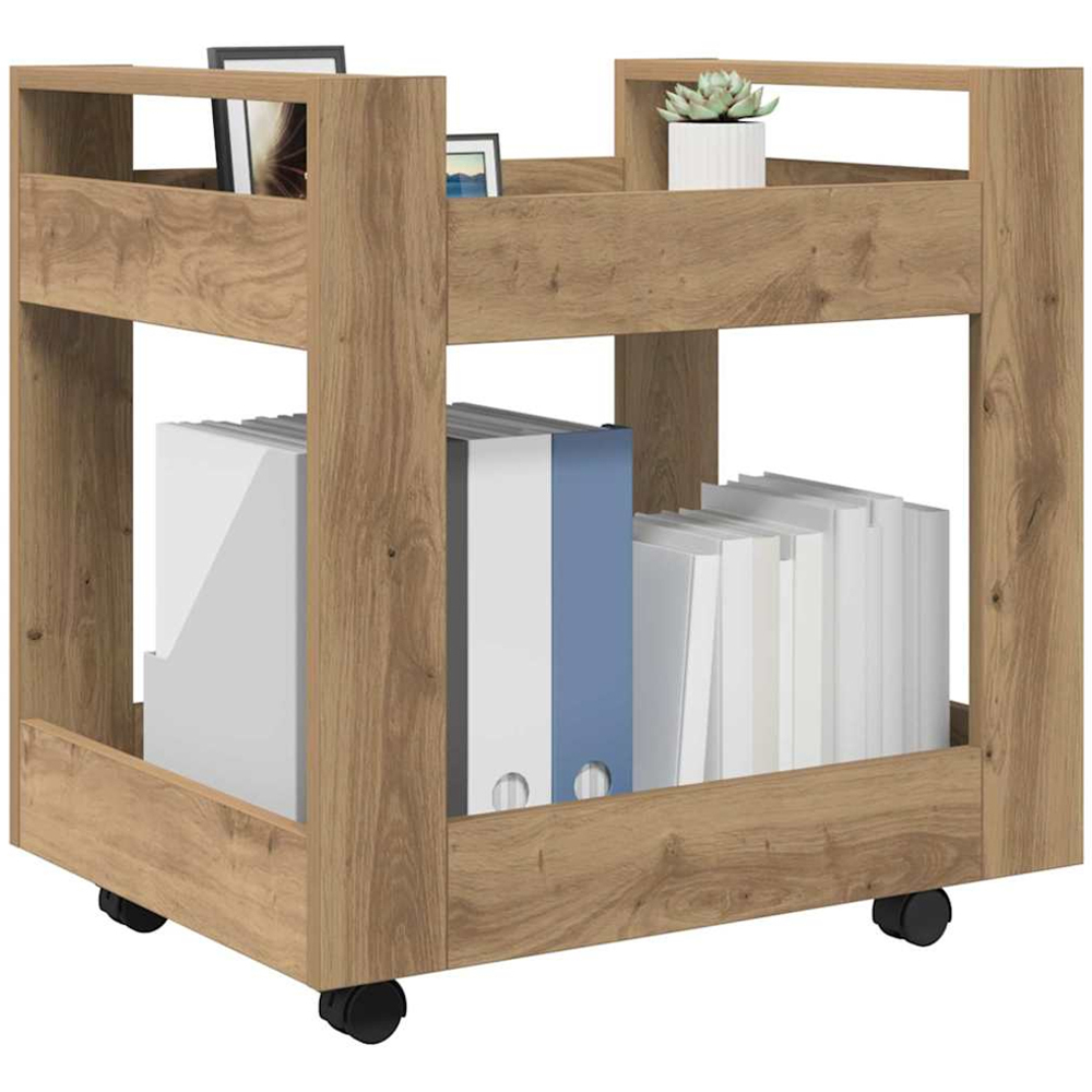 vidaXL 2 Shelf Artisan Oak Wooden Desk Trolley Image 3