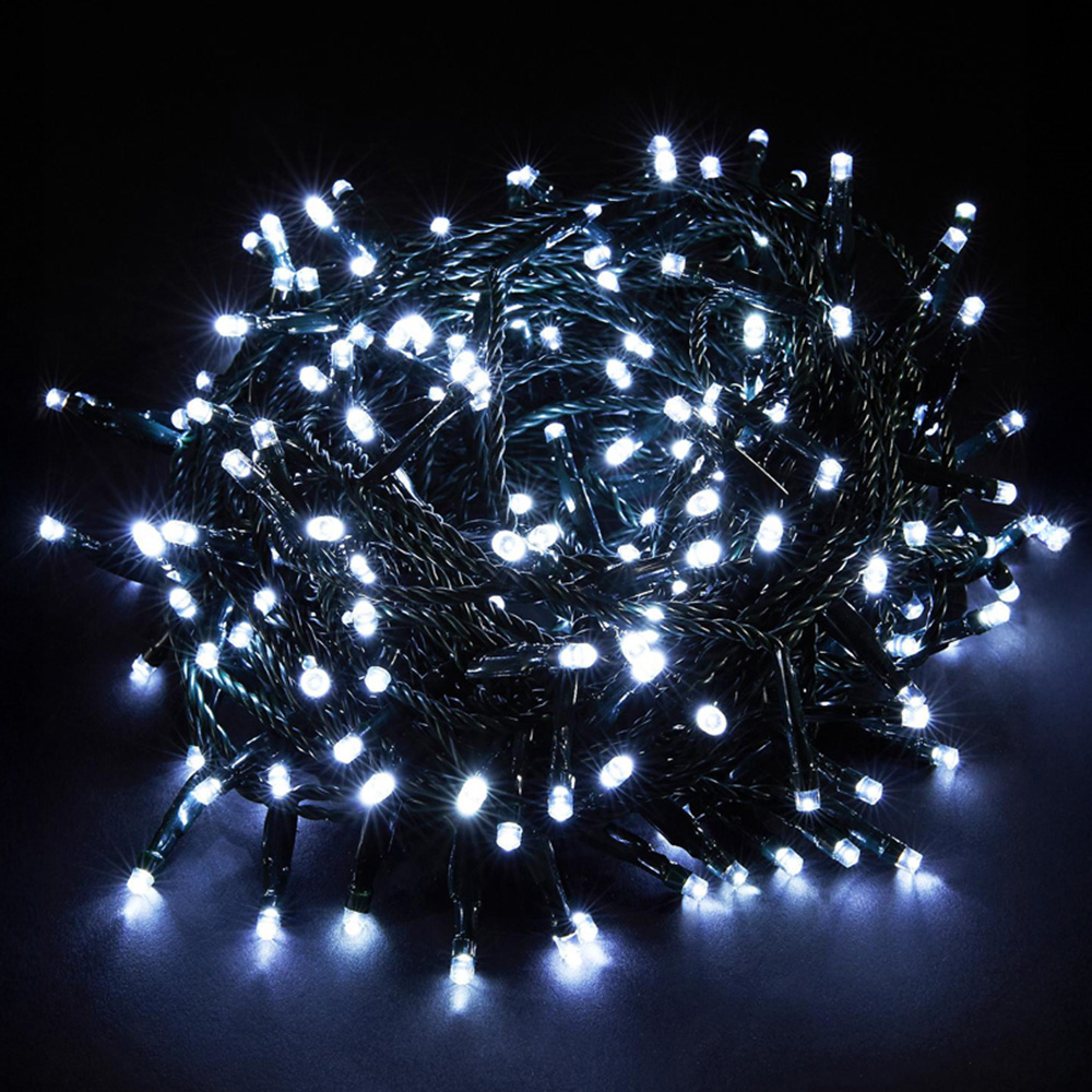 Best Artificial 400 Bright White Multi Function Battery Powered Black String Light Image 1