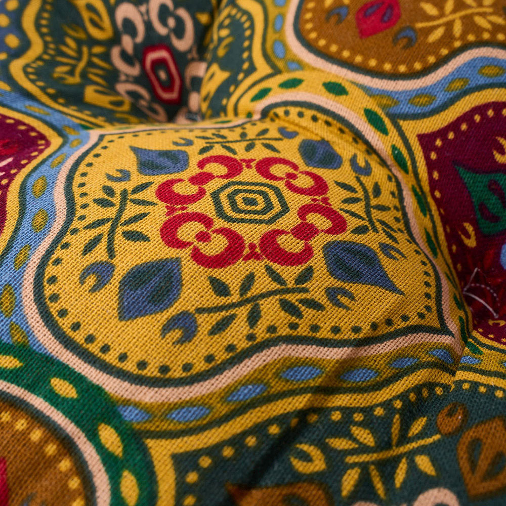 Living and Home Yellow Turkish Style Square Seat Cushion with Pom Pom Trim 40 x 40cm Image 4
