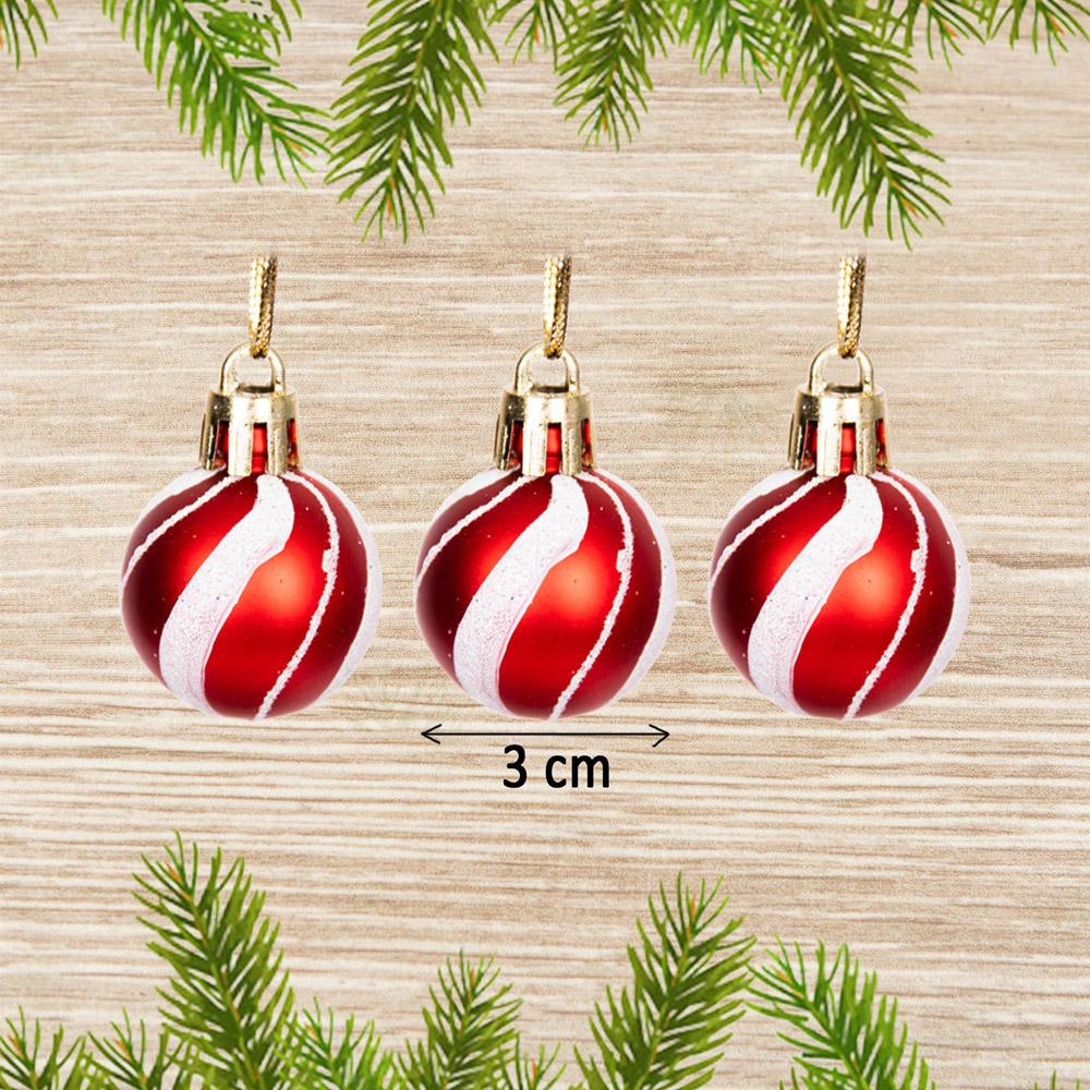 Shatchi Candy Stripe Christmas Bauble 12 Pack Image 3