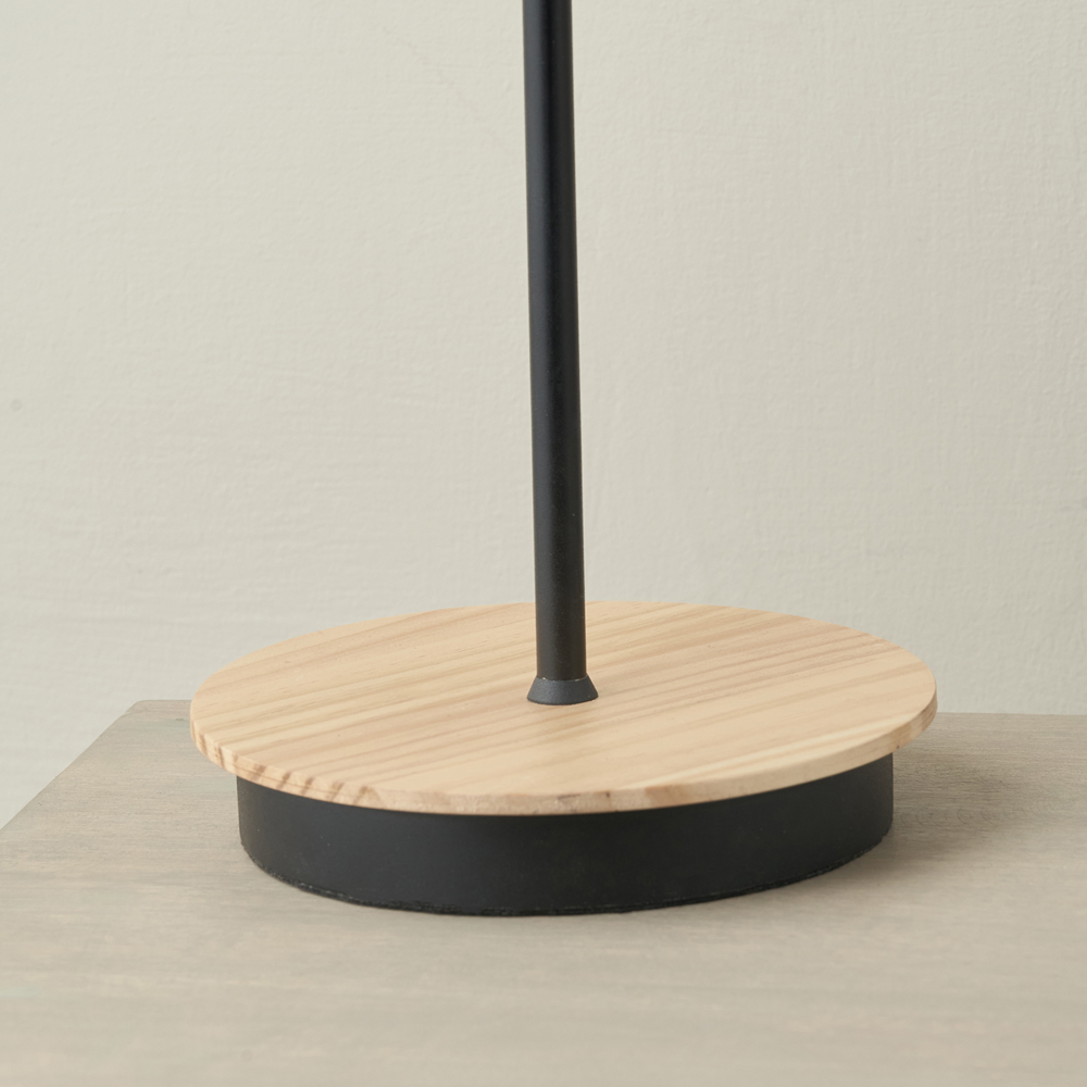 Pacific Lifestyle Juna Black Fabric Shade Black Metal and Natural Wood Table Lamp Image 4