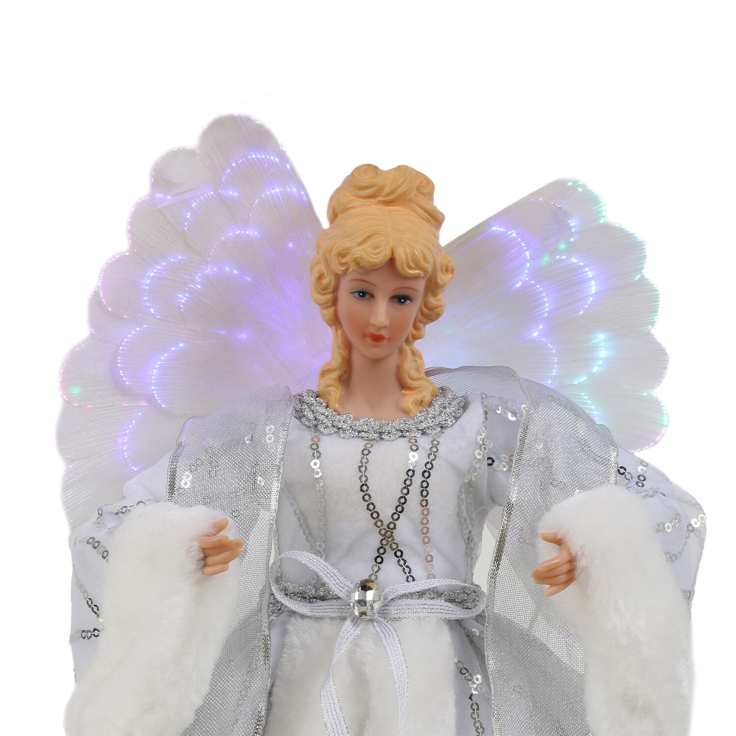 Gold or Silver Standing Angel With LED Wings - White Image 3