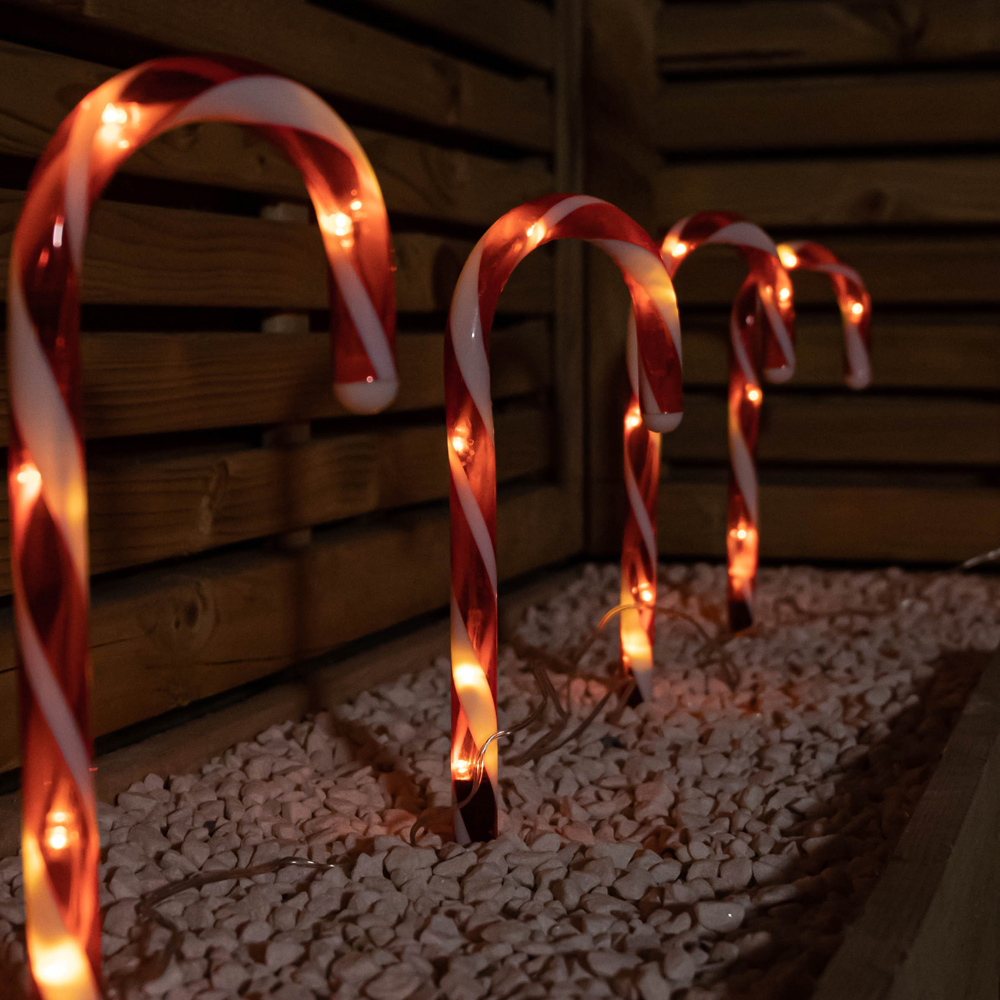 Samuel Alexander 12 Piece 60 Warm White LED Candy Cane Christmas Path Light Set Image 3