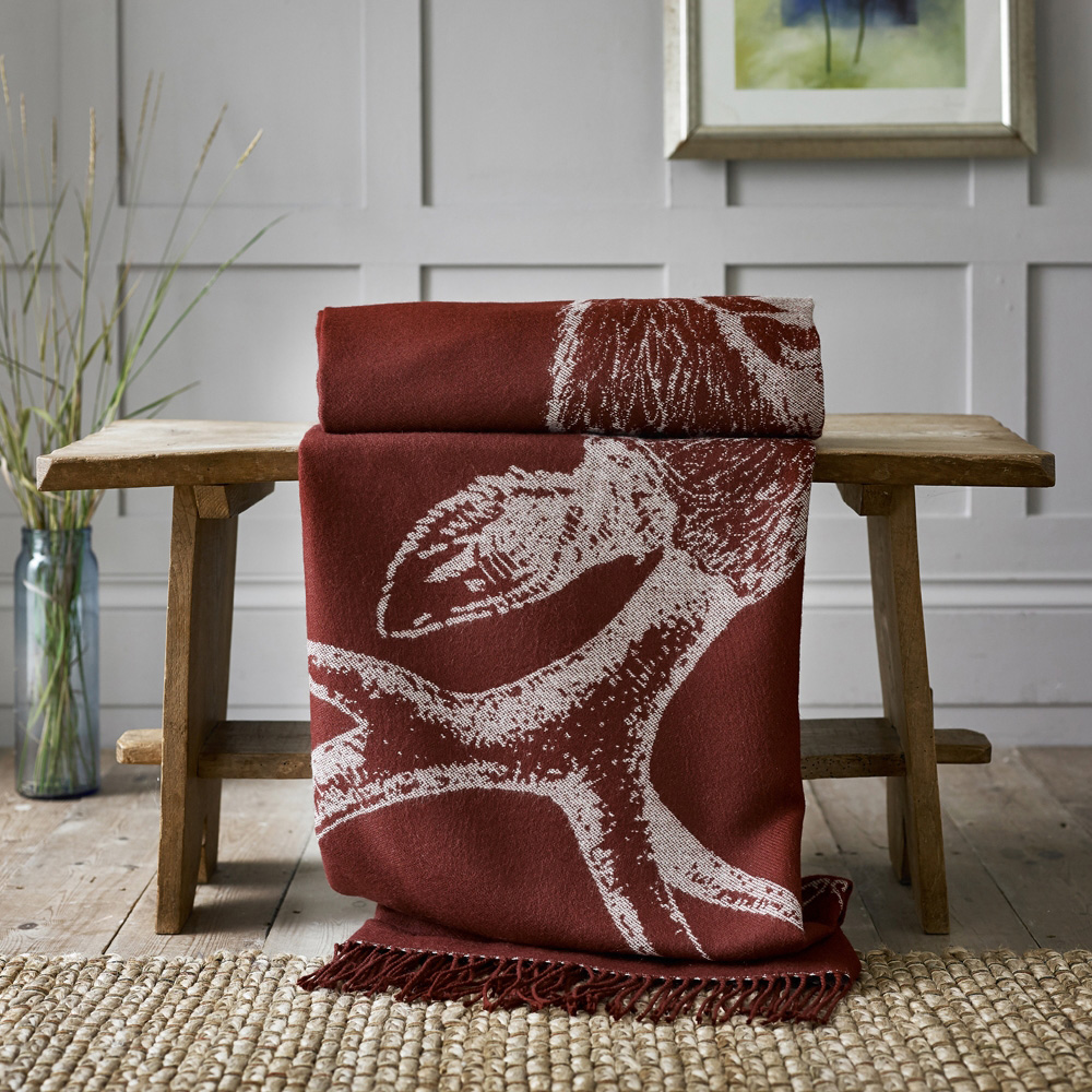 The Lyndon Company Stag Mulberry Acrylic Throw 140 x 185cm Image 2