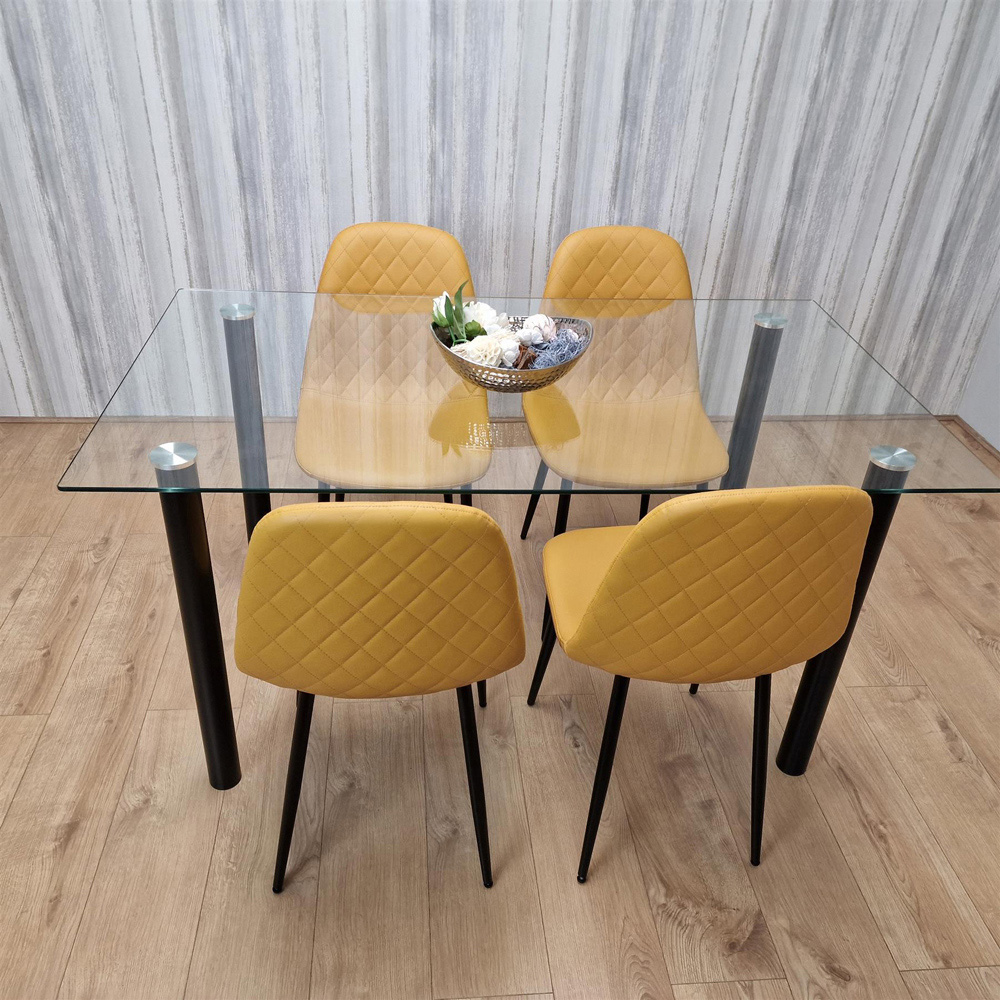 Portland 4 Seater Dining Set Mustard Image 3