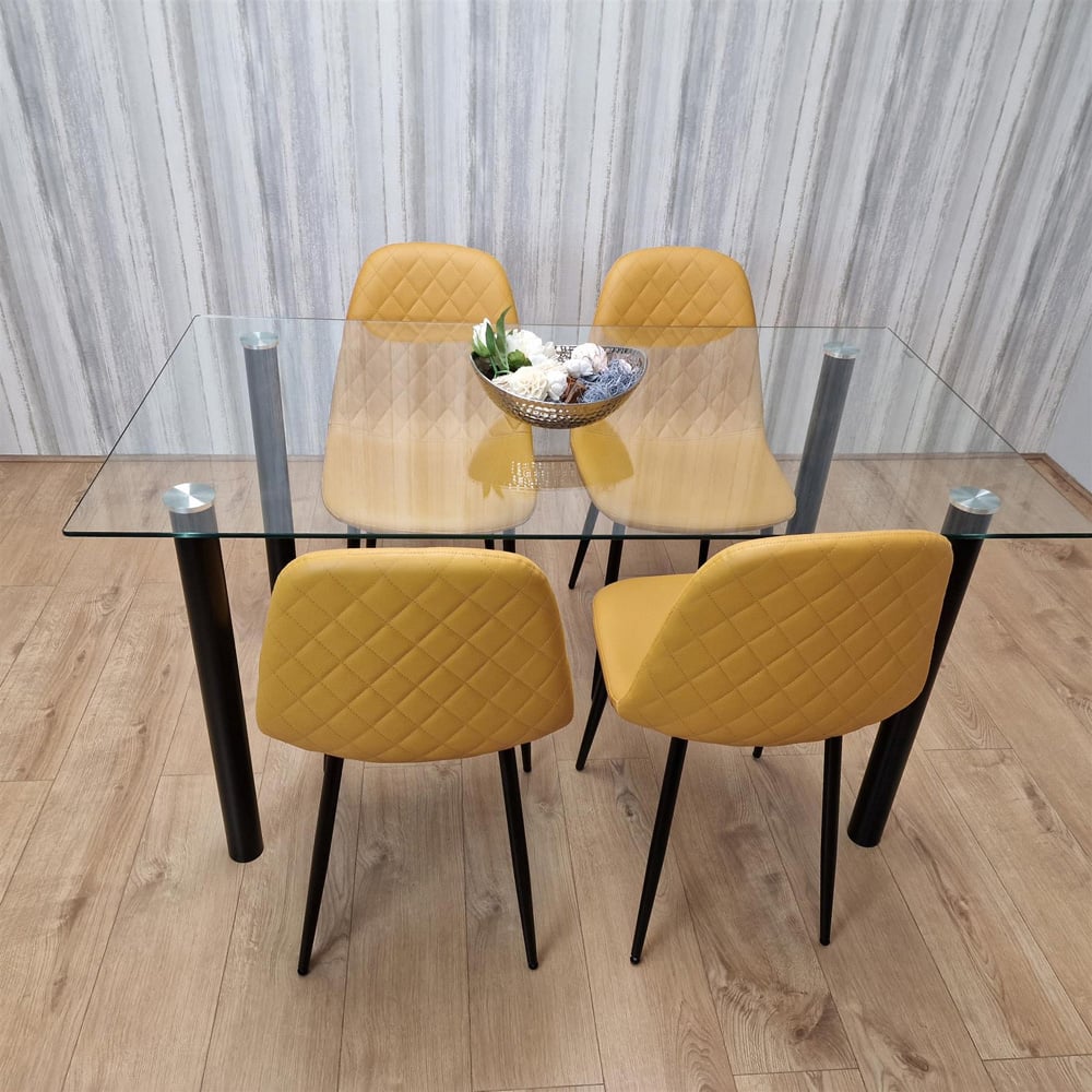 Portland 4 Seater Dining Set Mustard Image 7