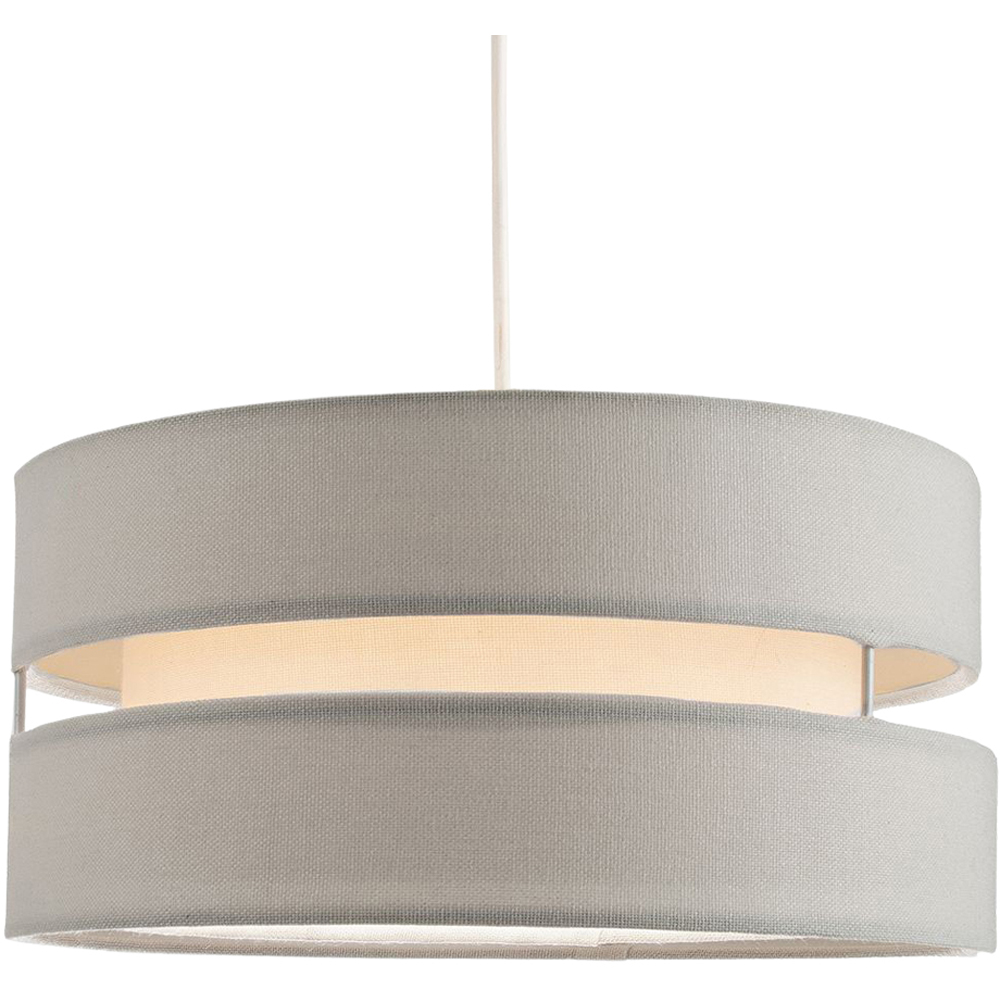 Happy Homewares 3 Tier Dove Grey Linen Fabric Pendant Shade Image 2