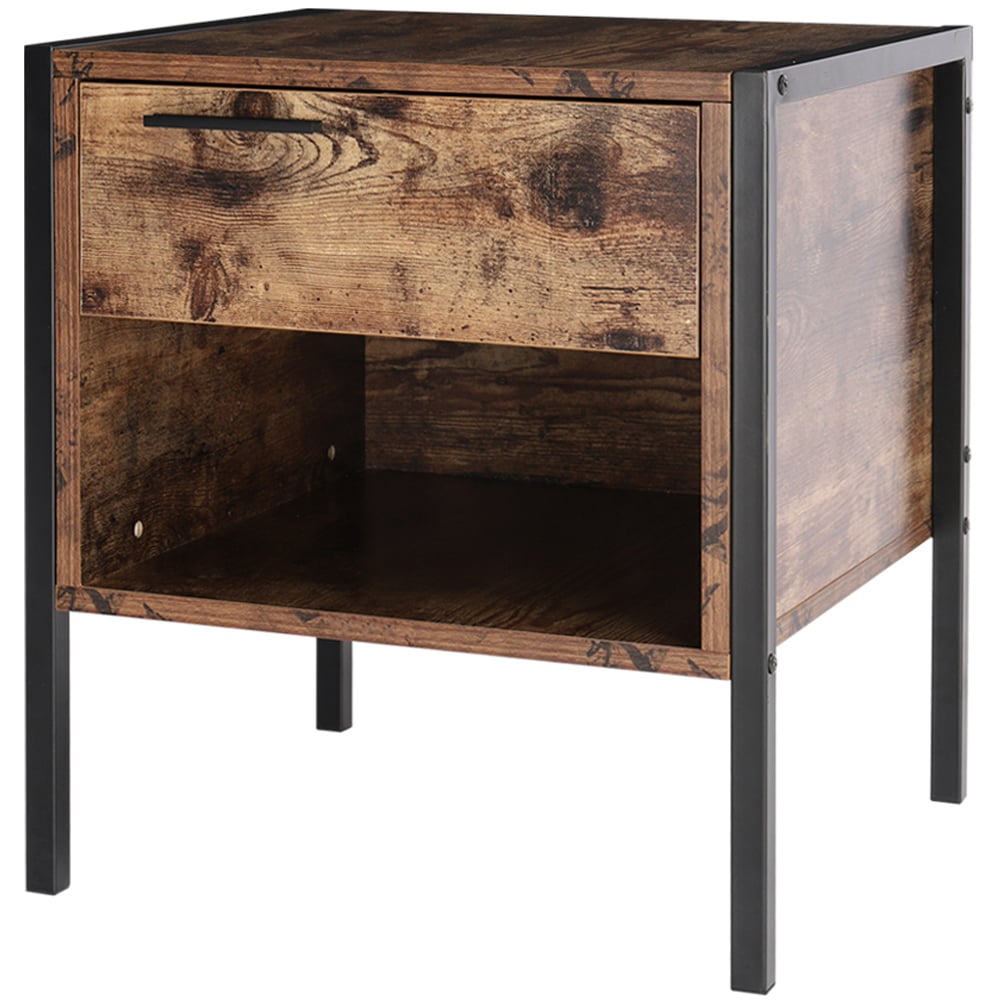 Living and Home Brown Retro Bedside Table Image 2