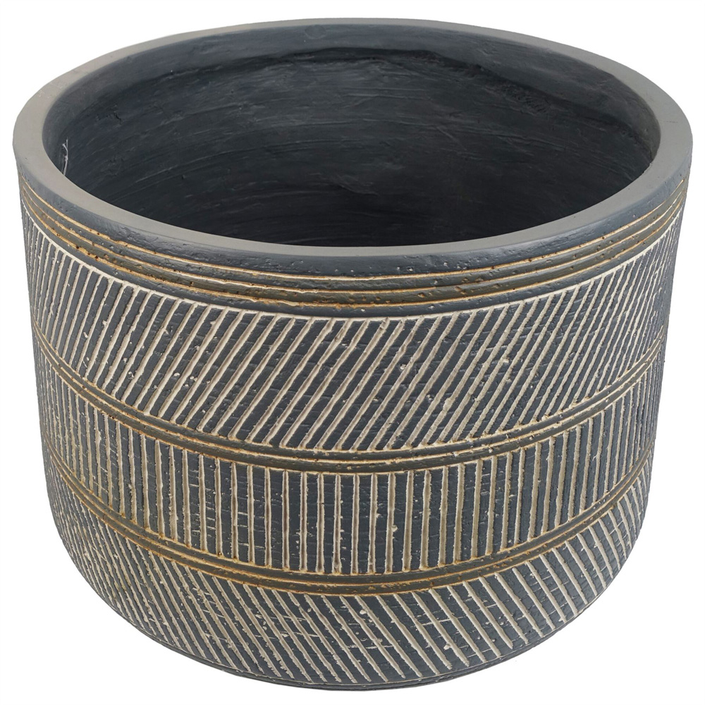 Leaf Maral Muted Blue and Grey Composite Planter with Etching 29 x 43cm Image 3