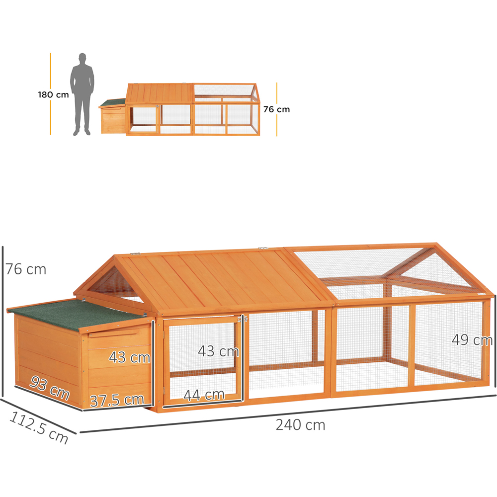 PawHut Wooden Chicken Run with Openable Roof Image 9