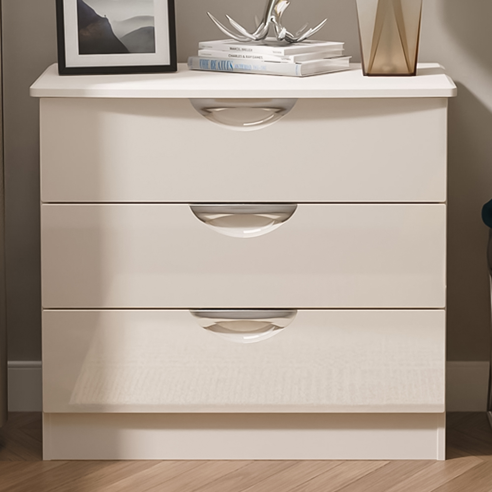 Crowndale Camden 3 Drawer Kashmir Gloss Chest of Drawers Ready Assembled Image 1