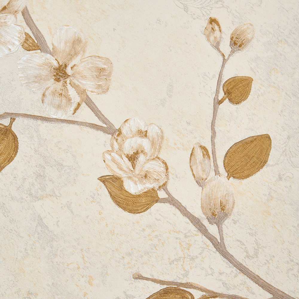 Living and Home Vintage Beige 3D Embossed Non-Woven Wallpaper Roll 950 x 53cm Image 6