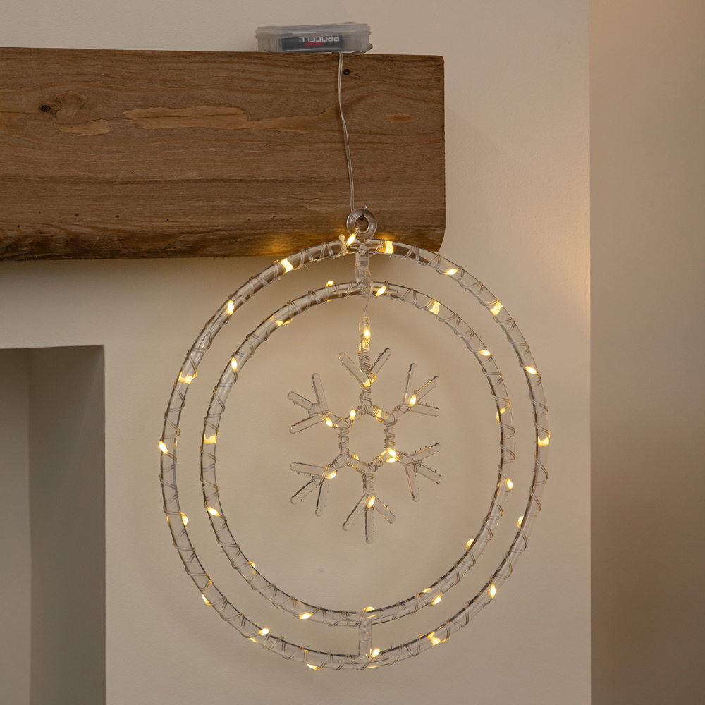 Samuel Alexander 45 Warm White LED Snowflake Ring Hanging Christmas Decoration 34cm Image 2