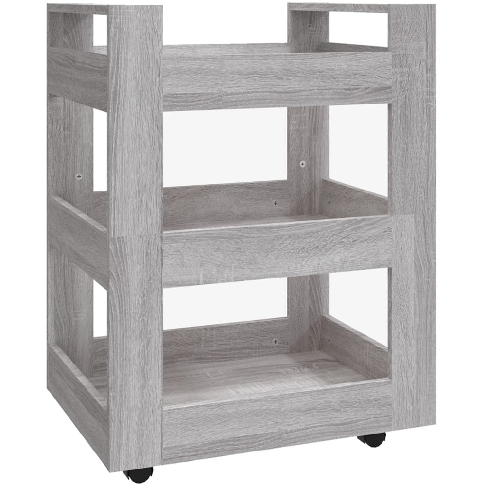 vidaXL 3 Shelf Grey Sonoma Kitchen Trolley Image 2