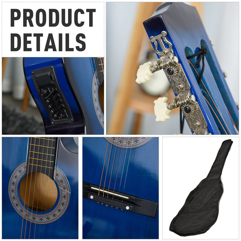 HOMCOM Blue Beginner Cutaway Acoustic Electric Guitar Image 6