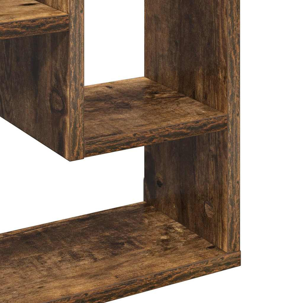 vidaXL 5 Shelf Smoked Oak Wooden Wall Shelf Image 7