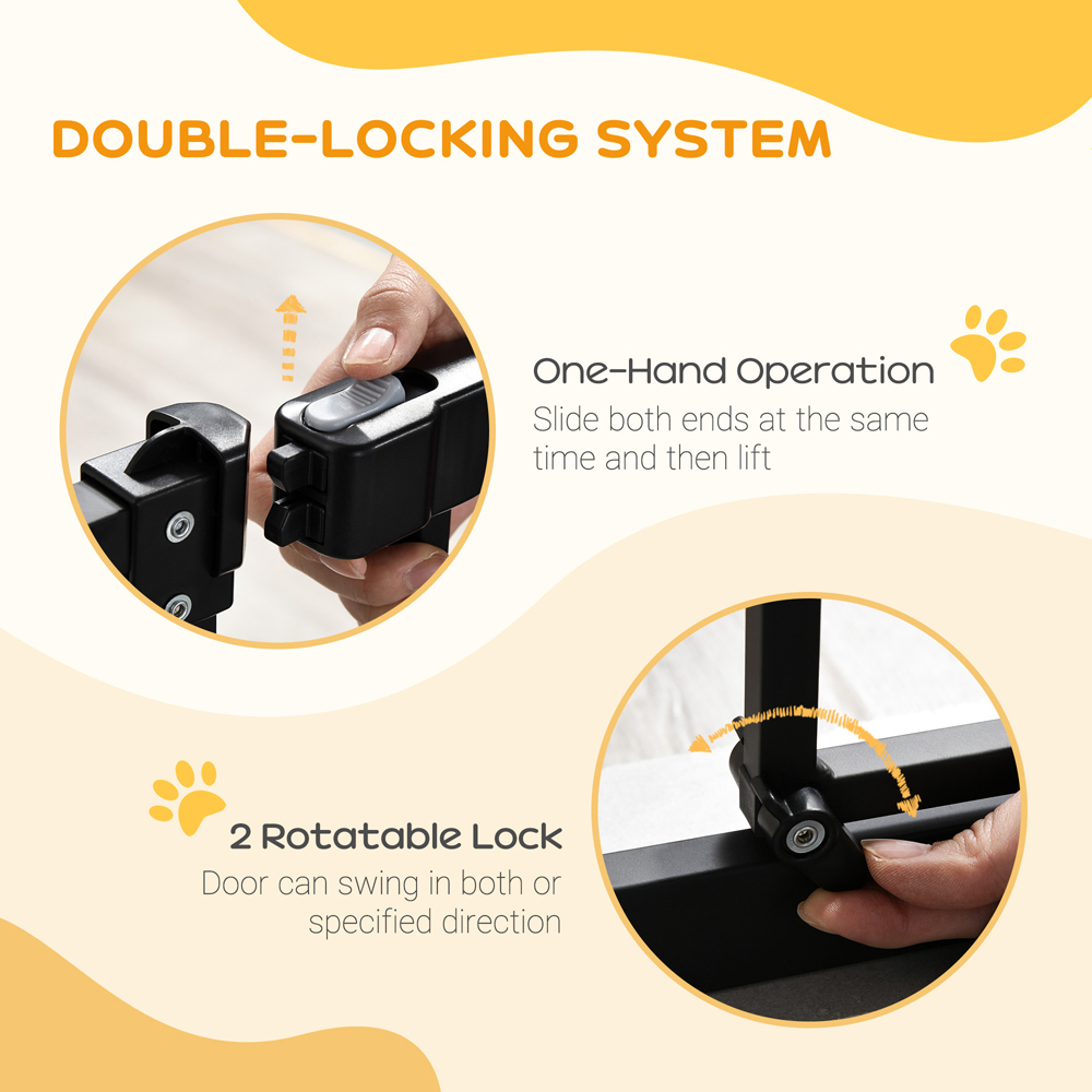 PawHut Black 74-80cm Metal Adjustable Pet Safety Gate Image 3