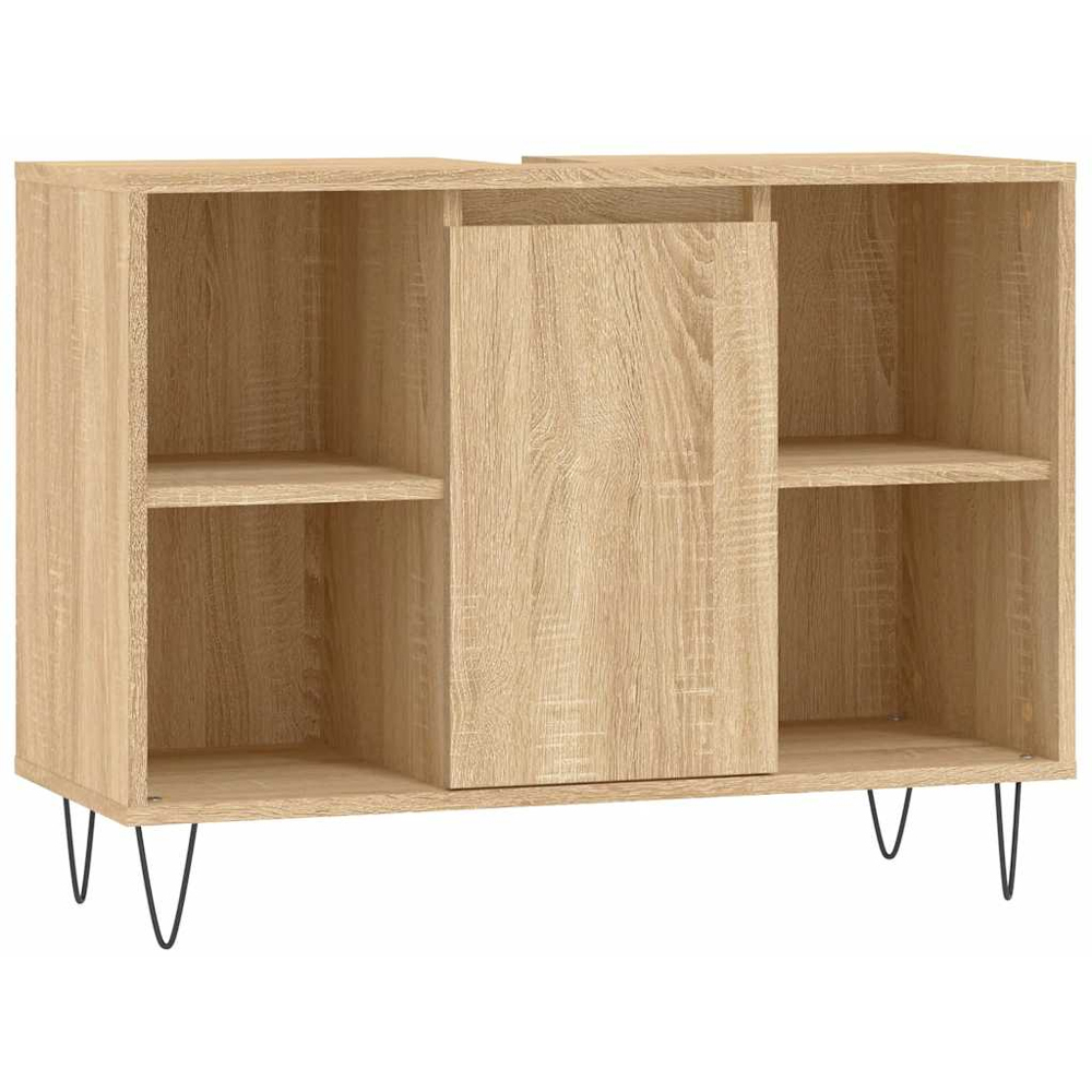 vidaXL Single Door 4 Open Shelf Sonoma Oak Bathroom Cabinet Image 2